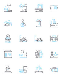 draftsmen linear icons set precision sketching vector image