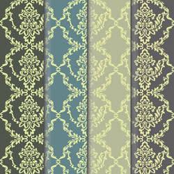 Floral damask ornament patterns set vector