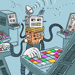 Robot Data Processing vector image