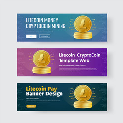 Design of horizontal web banners with gold coin vector