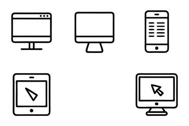 line art icon set with web and mobile device vector image