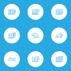 optimization icons line style set with upload vector image
