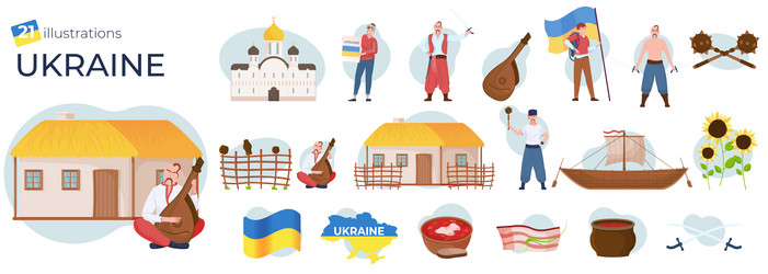 Ukraine flat set Royalty Free Vector Image - VectorStock