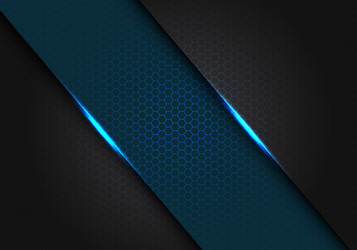 blue slash metallic on dark grey with hexagon mesh vector image