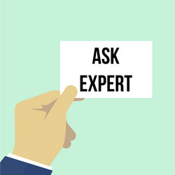 man showing paper ask expert text vector image