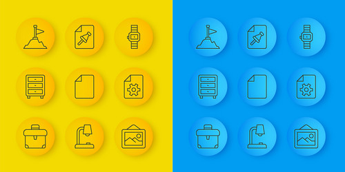 set line briefcase archive papers drawer file vector image