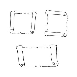 set of sketches ancient scroll isolated vector