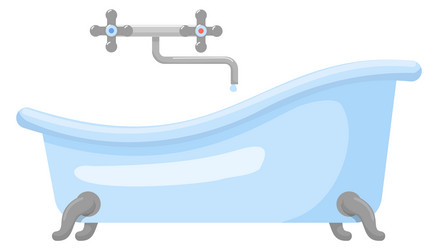 Bathtub cartoon icon bathroom water shower vector