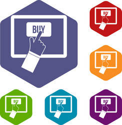 Online shopping icons set vector