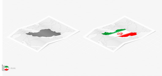 set of two realistic map iran with shadow vector image