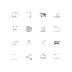 Files and folders sign linear thin icons set vector