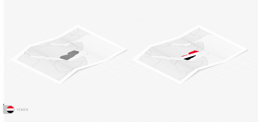 set of two realistic map yemen with shadow vector image