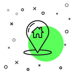 black line map pointer with house icon isolated vector image