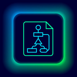 Glowing neon line tile flowchart for program vector