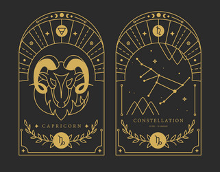 magic witchcraft cards with capricorn zodiac sign Vector Image