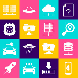 set mobile recording server data web hosting vector image