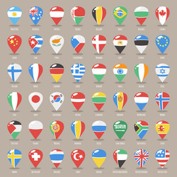 set of flat map pointers with world states flags vector image