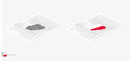 set of two realistic map poland with shadow vector image