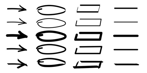 sketch arrow sign for web design simple frame set vector image