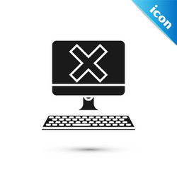 black computer with keyboard and x mark icon vector image