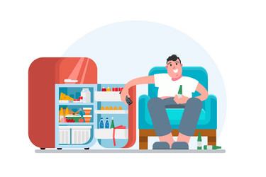 Fat Man Watching Tv Vector Images (93)