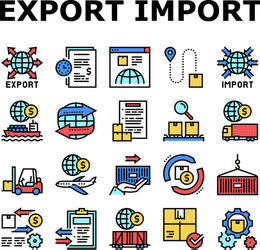 Export import logistic collection icons set vector