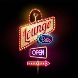 Retro Neon Lounge Sign Vector Image