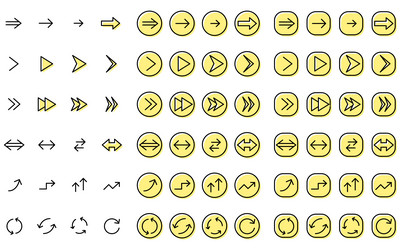 simple set of arrow icons out-of-print design vector image