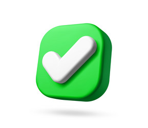 3d check icon checklist tick done mark button vector image
