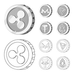 isolated object of cryptocurrency and coin symbol vector image