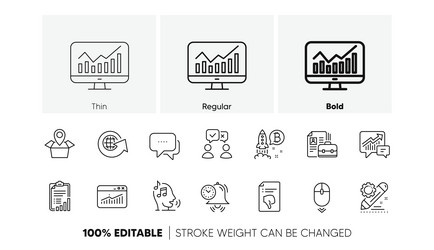 project edit statistics and voicemail line icons vector image