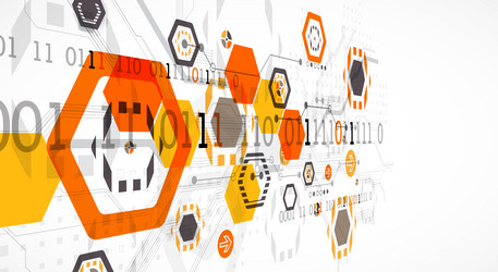 abstract circuit board background with hexagons vector image