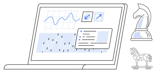 laptop displaying analytics dashboard with chess vector image