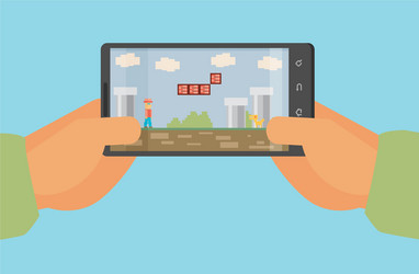 Mobile gaming flat isometric concept Royalty Free Vector