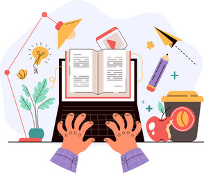 people student character reading open book vector image