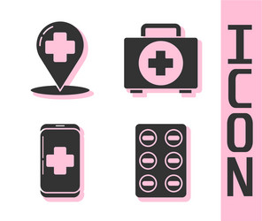 set pills in blister pack map pointer with cross vector image