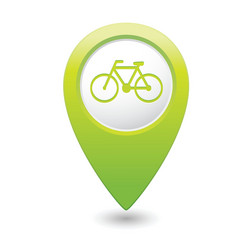 bicycle icon on map pointer green vector image