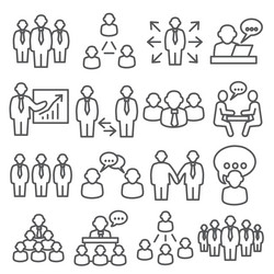 business people line icons set on white background Vector Image