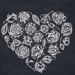 Chalk Heart with Roses Vector Image