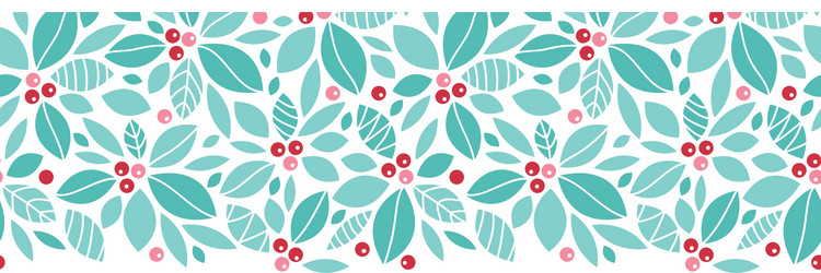 Christmas holly berries horizontal seamless vector