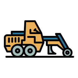 Grader machine icon color outline vector