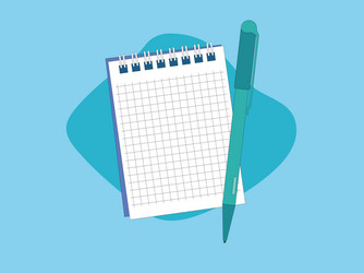 opened notepad with pen in top view sketchbook vector image