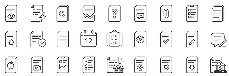 Document line icons report checklist and copy vector