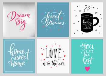 lettering postcard quotes set vector