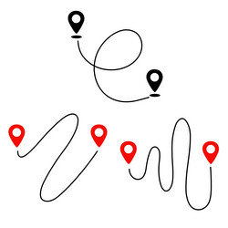 Black route tracking icon simple 2 pins path vector