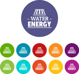 Drop water energy icons set color vector