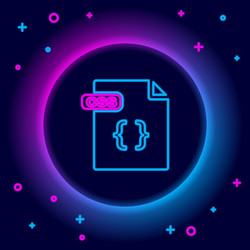 glowing neon line css file document download vector image