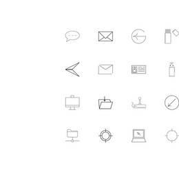 Internet technologies linear thin icons set vector