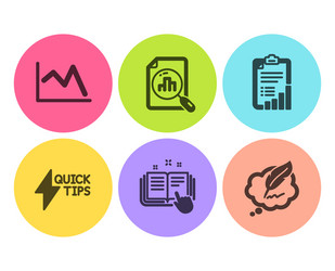line chart quickstart guide and checklist icons vector