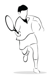 Sketch of tennis player vector